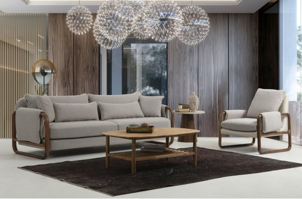 Sofas komplekts 3 vietas krēsls trīs vietu moderns audums pelēks komplekts dizains
