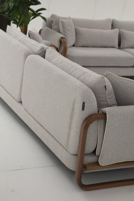 Sofas komplekts 3 vietas krēsls trīs vietu moderns audums pelēks komplekts dizains