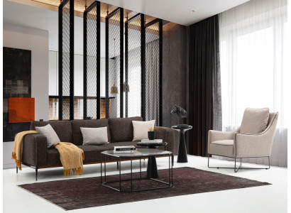 Sofagarnitur 3 Sitzer Sessel Dreisitzer Pelēks audums Moderns dizains