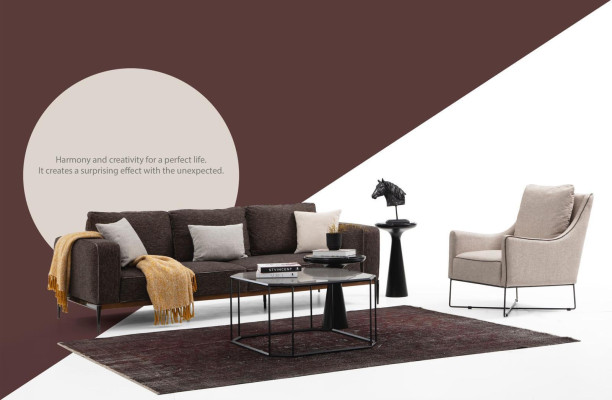 Sofagarnitur 3 Sitzer Sessel Dreisitzer Pelēks audums Moderns dizains