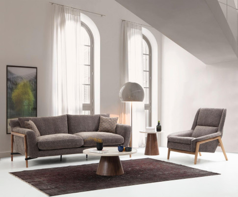 Sofa Sofa komplekts 3-vietīgs krēsls trīsvietīga audums dzīvojamā istaba pelēka