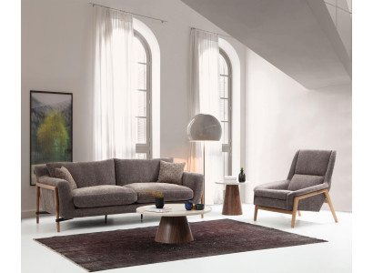 Sofa Sofa komplekts 3-vietīgs krēsls trīsvietīga audums dzīvojamā istaba pelēka