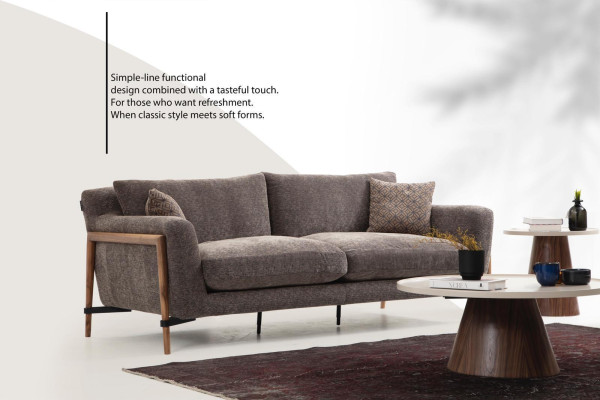 Sofa Sofa komplekts 3-vietīgs krēsls trīsvietīga audums dzīvojamā istaba pelēka