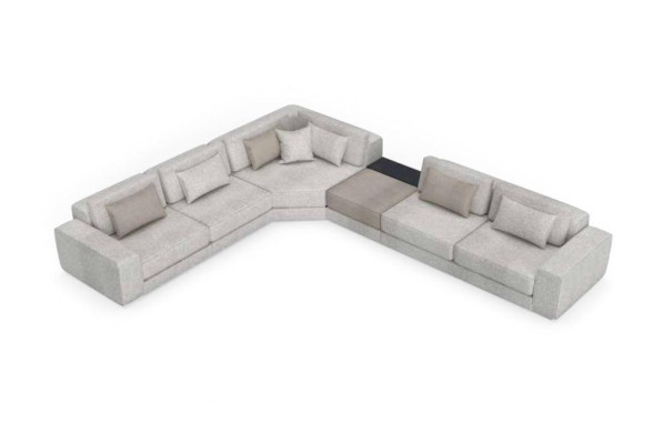 Pilna stūra pelēka gultas sofa D forma dzīvojama zona mēbeles tekstils koksne dīvāns čehhi.