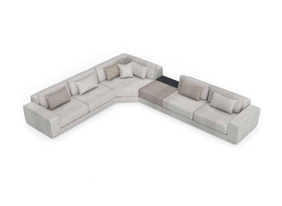 Pilna stūra pelēka gultas sofa D forma dzīvojama zona mēbeles tekstils koksne dīvāns čehhi.