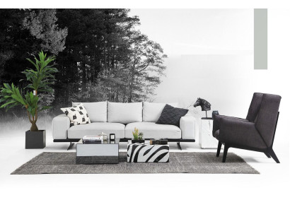 Sofas komplekts, 3-vietīgs dīvāns krēsls trīs vietās pelēks moderns audums sēdvieta