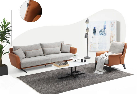 Sofa komplekts 21 sēdvietas dzīvojamajā istabā Oranžs audums Krēsla Divvietīga.