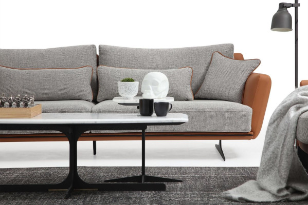 Sofa komplekts 21 sēdvietas dzīvojamajā istabā Oranžs audums Krēsla Divvietīga.