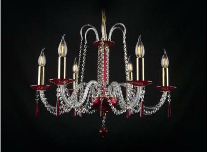 Sarkans gaismas segums lustra antīkais stils kristāla lampa