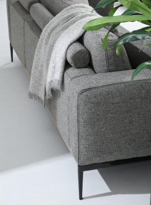 Sofa komplekts 3-vietīgs krēsls Trīs vietu auduma sofa Moderns dizains Pelēks