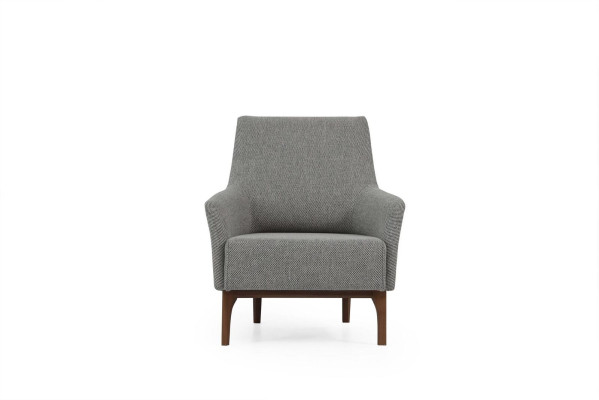 Sofas komplekts ar trim sēdvietām, moderns krēsls, pelēka auduma mīkstais krēsls dzīvojamā istabā.