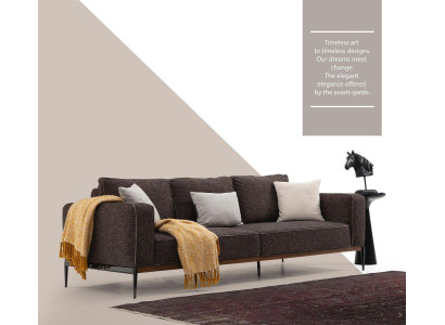 Četrvieta sofa 4 sēdvietas auduma sofai Moderns dizains Dzīvojamā istaba Pelēka