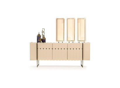 Moderns beige stāvskapis Luksusa komoda ekskluzīvs x3 spogulis 4 gab.