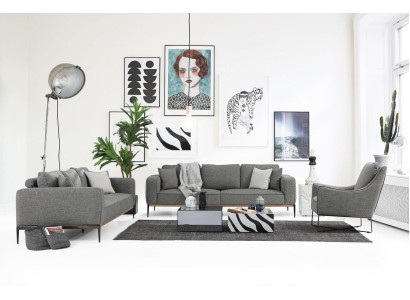 Sofas komplekts 431 Sēdvietu dīvāns Moderns auduma komplekts Pelēka grupa Dzīvojamā istaba