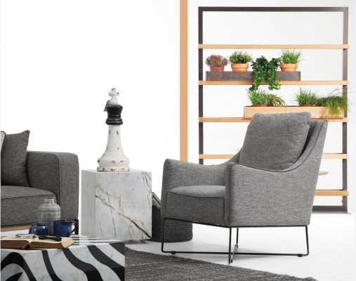 Sofas komplekts 431 Sēdvietu dīvāns Moderns auduma komplekts Pelēka grupa Dzīvojamā istaba