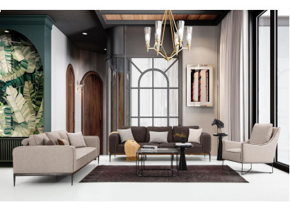 Sofas komplekts 431 vietu dīvāns gaiši beige dīvāns krēsli moderns komplekts