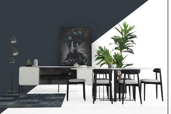 Ēdamgrupas ēdamgalda krēsli galds koks kopums 7 gab. balts galds jauns