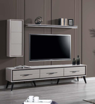 Elegantais 3 durvju TV zems galds Moderns sienas skapis Dizainera plaukts