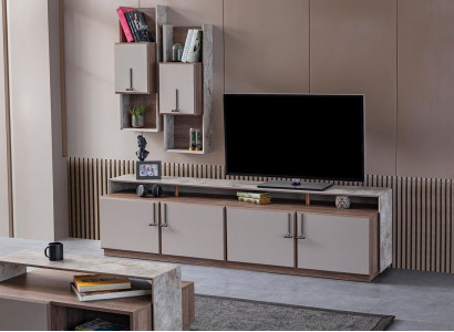 TV stenda Sienu skapji Sideboard RTV Lowboard pelēkā dzīvojamā istaba koks
