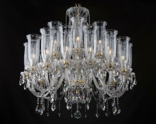 XXL Lampa 24x kroņlukturis Pils Villa D'Este Gaismas kristāla lampa kroņlukturis
