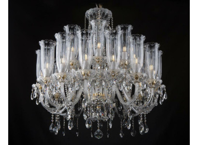 XXL Lampa 24x kroņlukturis Pils Villa D'Este Gaismas kristāla lampa kroņlukturis