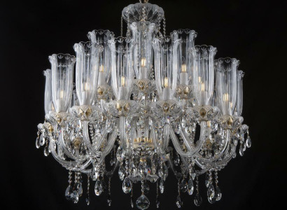 XXL Lampa 24x kroņlukturis Pils Villa D'Este Gaismas kristāla lampa kroņlukturis
