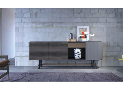 Sideboard Komoda koka ēdamistabas skapis Moderns melns