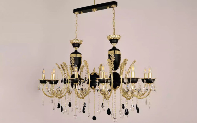 Gaismas lustra luksusa kronšteina griestu lampa kristāla melna lampa
