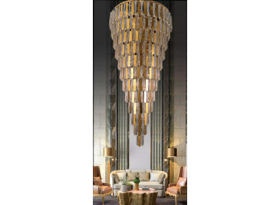 Lustra griestu lampa Zelta griestu lampa Lustra Kristāls 80cm kristāla laši