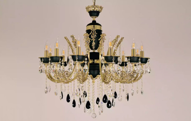 Lampa Kronšķeida griestu lampa Luksusa griestu lampa lustrs Kristāls Melns