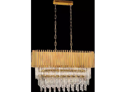 Luksusa zelta griestu lampa kristālām.