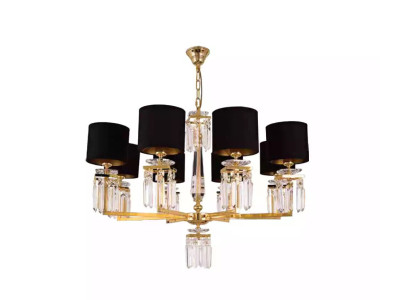 Gaišspuldzes Gaisma Kronleuchter Gold Griestu lampa liustra Kristāls Melna