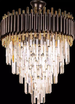 Luksusa dzelžu griestu lampa Zelta griestu lampa Lietussargs Kristāls Aplis