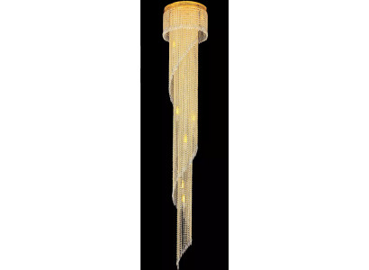Gara galerijas griestu lustra Lielais kristāla lustra griestu lampa zelta kristāls 240 cm