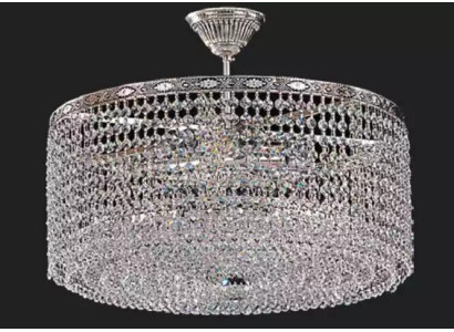 Apļveida griestu lampa Griestu lustra luksusa sudraba lustrs kristāls
