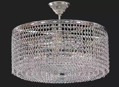 Apļveida griestu lampa Griestu lustra luksusa sudraba lustrs kristāls