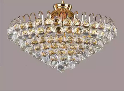 Gaiškrāsns luksusa zelta kronštelis griestu lampa krištāla māksla.
