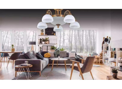 Lukturu griestu lampa lielo lustru <<kronšteinu>> Kronšteinu balta griestu lampa stikls zelts