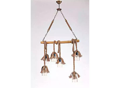 Luksofors griestu lampa kronšteinas lampa bambusa stikls brūns