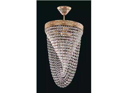 Luksusa zelta griestu lampa ar kristāla kroni.