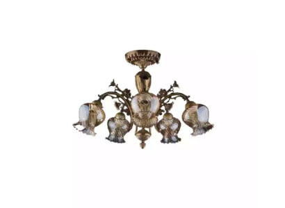 Gaismeklis griestiem, griestu lampa, ziedu lustra, kroņlukturis, lampa stikls brūns