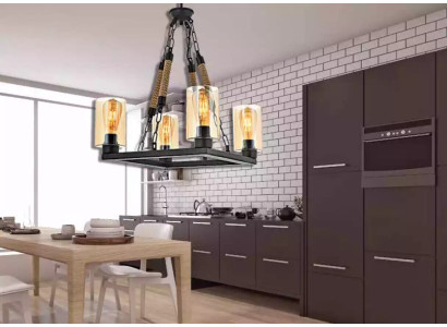 Lusteņa griestu lampa, vainags, griestu lampa, lampas stikls, melns