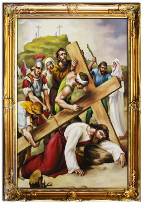 Kristus Jēzus krucifikss. Roku darbs. Eļļas glezna. Gleznas. Ietvaros. Attēli. G01624.