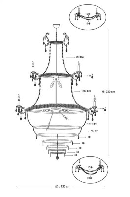 Spuldzes lampas Lustrs Kristāla lampa Lukturi Griestu lampa Lampa 135x230