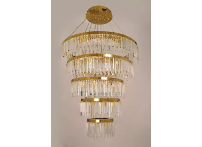 Gredzenveida griestu lustra luksusa zelta griestu lampa krištāls lampa