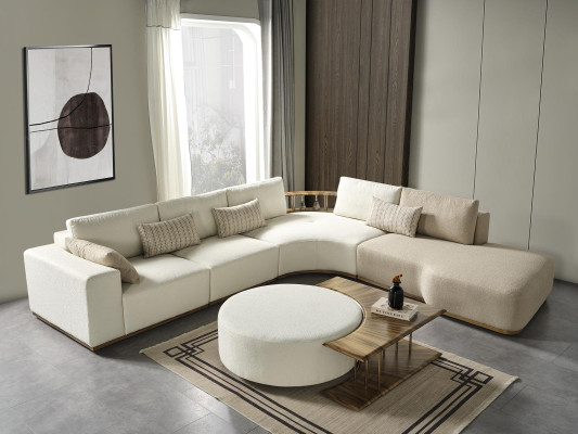 Balts stūra dīvāns L formas Couch Couchtisch Luxus auduma mēbeles balts dizains jauns