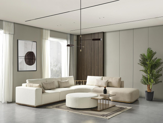 Balts stūra dīvāns L formas Couch Couchtisch Luxus auduma mēbeles balts dizains jauns
