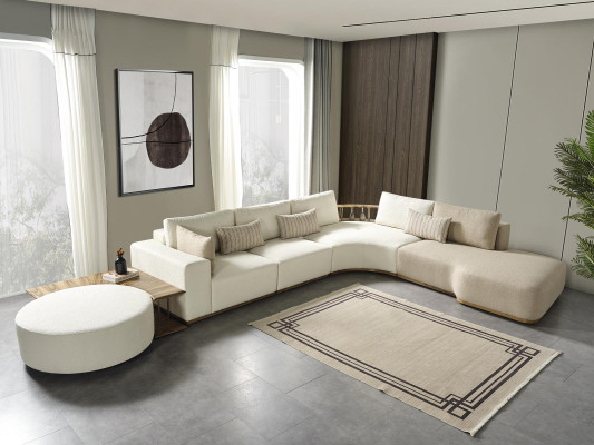 Balta moderna stūra dīvāna L-formas mīkstā sofa luksusa mēbelēm dzīvojamā istabā