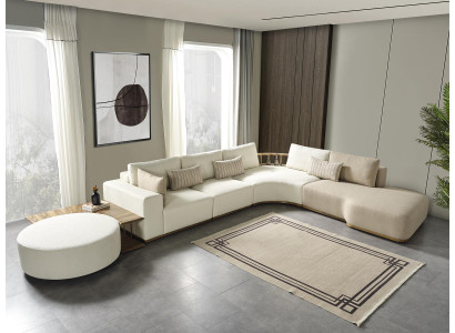 Balta moderna stūra dīvāna L-formas mīkstā sofa luksusa mēbelēm dzīvojamā istabā