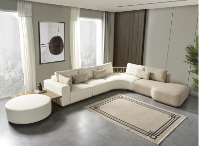 Balta moderna stūra dīvāna L-formas mīkstā sofa luksusa mēbelēm dzīvojamā istabā